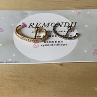 حلق بيرسنق ذهبي - فضي كرستال 16g