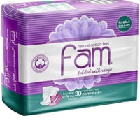 فوط صحية فام 30 قطعة مضغوطة مطوية حجم عادي بالأجنح...