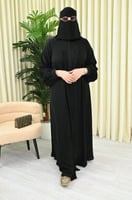 عباية كتف سوداء سادة كم كسرات قماش كوري نواعم مع ط...