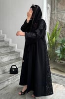 3228 | عباية كلوش كاجوال بتدخيلات من الجاكار الممي...