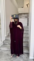 5126 | عباية شتوية بشت قطرية ديور بمخمل عنابي ودان...