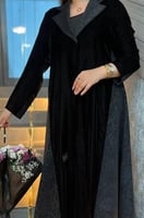 5131 عباية كتف كلوش شتوية مخمل بقماش كريب مشجر