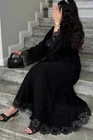 3226 | عباية كلوش مع طرحة مطرزة