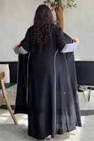 2218 | عباية كتف كم استرش رصاصي مع تحديد جانبي