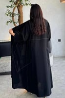 4224 | عباية نص كلوش كتف تطريز قيطان