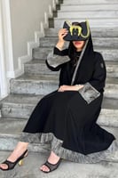 3233 | عباية كتف ملونة بتفاصيل رصاصية مموجة وأكمام...