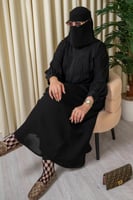 عباية كتف سوداء سادة كم كسرات قماش كوري نواعم مع ط...