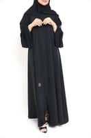 3291 | عباية سادة كلوش بتحديد بنسات ودقات خيط