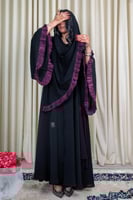 3276 | عباية سوداء نص كلوش بكم فرنسي