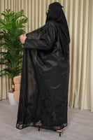 3275 | عباية كتف بطبقتين مطرز اسود