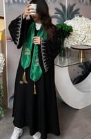 3247 | عباية كلوش تطريز يدوي فضي وأسود وأكمام فرنس...