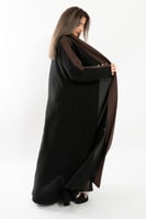 3274 | عباية كتف مفتوحة قماش الكتان بتحديد قماش مق...