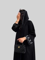4269 | عباية كتف سوداء مطرز سماوي