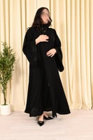 4275 | عباية سوداء مطرزة قماش كوري نواعم مع طرحة م...