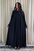 3276 | عباية سوداء نص كلوش بكم فرنسي