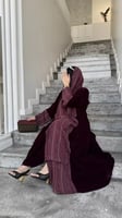 5124 | عباية شتوية مخمل حمراء بأكمام كشميري