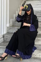 3236 | عباية كتف ملونة بأكمام لف وطرحة فخمة