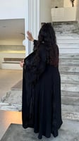4267 | عباية سوداء كلوش مطرز دانتيل قماش نواعم بلس