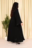 4275 | عباية سوداء مطرزة قماش كوري نواعم مع طرحة م...