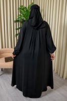 عباية كتف سوداء سادة كم كسرات قماش كوري نواعم مع ط...