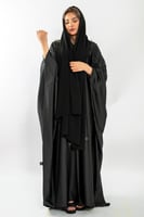 6136 | عباية بشت مطرزة من قماش حرير مغسول كوري أصل...