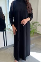 2215 | عباية كتف سوداء سادة دقة خيط من الأمام وتحد...