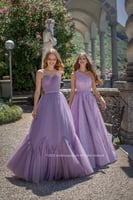 One shoulder lavendert tulle beaded Gown