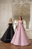 bead-embellished strapless gown