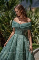 Beaded Tulle Off-The-Shoulder Gown