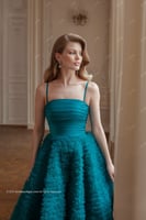 Strap gown with ruffle skirt