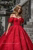 ‏ Off-shoulder gown with Puffy skirt