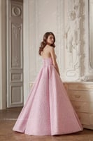 bead-embellished strapless gown