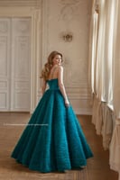 Strap gown with ruffle skirt