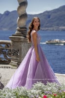 One shoulder lavendert tulle beaded Gown
