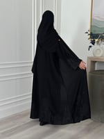 عباية نص كلوش قماش (ملكي)تطريز اكمام واسفل العباية