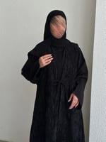 عباية نص كلوش قطعتين(كريب+مخمل مشجر)