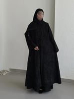 عباية نص كلوش قطعتين(كريب+مخمل مشجر)