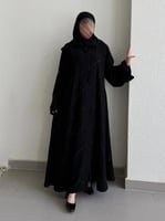 عباية نص كلوش قماش(ملكي)تطريز وشك