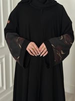 عباية كلوش قماش(ملكي)باكمام عنابي