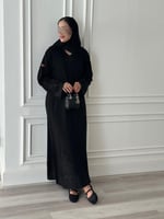 عباية نص كلوش قماش (ملكي)تطريز اكمام واسفل العباية