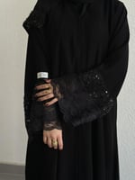 عباية كلوش قماش(ملكي)باكمام شك