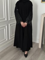 عبايه نص كلوش قماش (ملكي)بأكمام شك