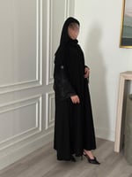 عبايه نص كلوش قماش (ملكي)بأكمام شك