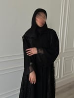 عباية نص كلوش اضافه دانتيل قماش(ملكي)