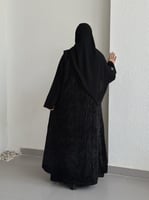 عباية نص كلوش قطعتين(كريب+مخمل مشجر)