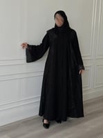 عباية نص كلوش اضافه دانتيل قماش(ملكي)