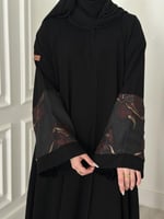 عباية كلوش قماش(ملكي)باكمام عنابي