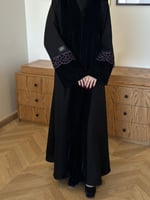 عباية نص كلوش قماش(كريب+مخمل+كلفة موف)