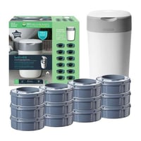 سلة مهملات لفوط الأطفال زهري مع اكياس للفوط حزمة 1...