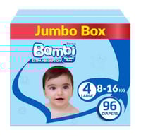 حفاضات سانيتا بامبي بوكس جامبو مقاس #4 كبير 96حفاض...